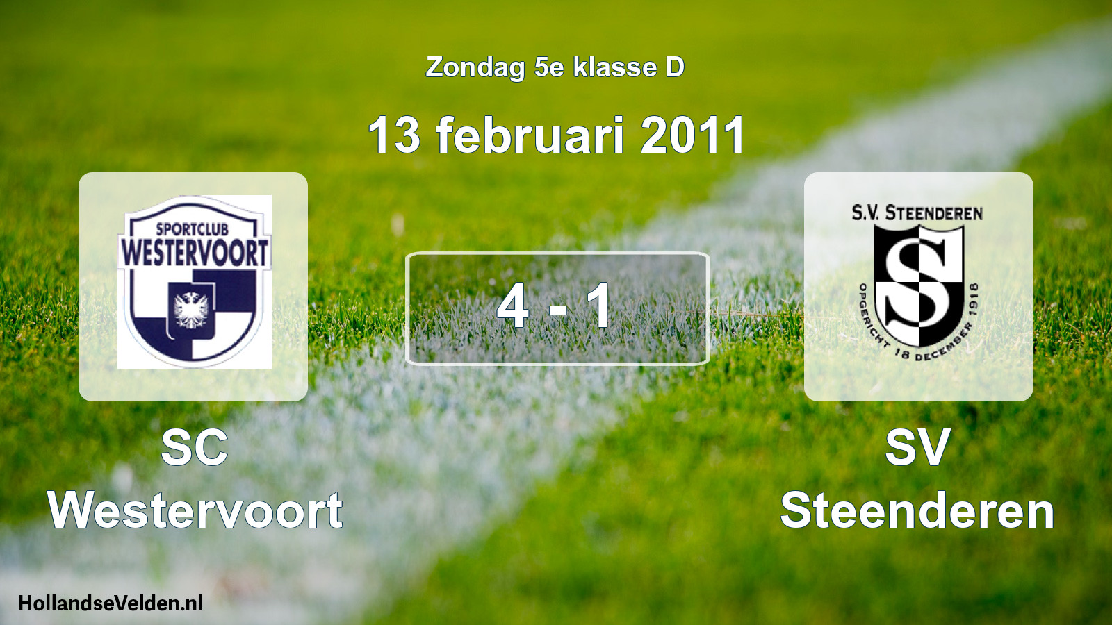 Total number of matches played: SC Westervoort - SV Steenderen 4 - 1 (13 February 2011)