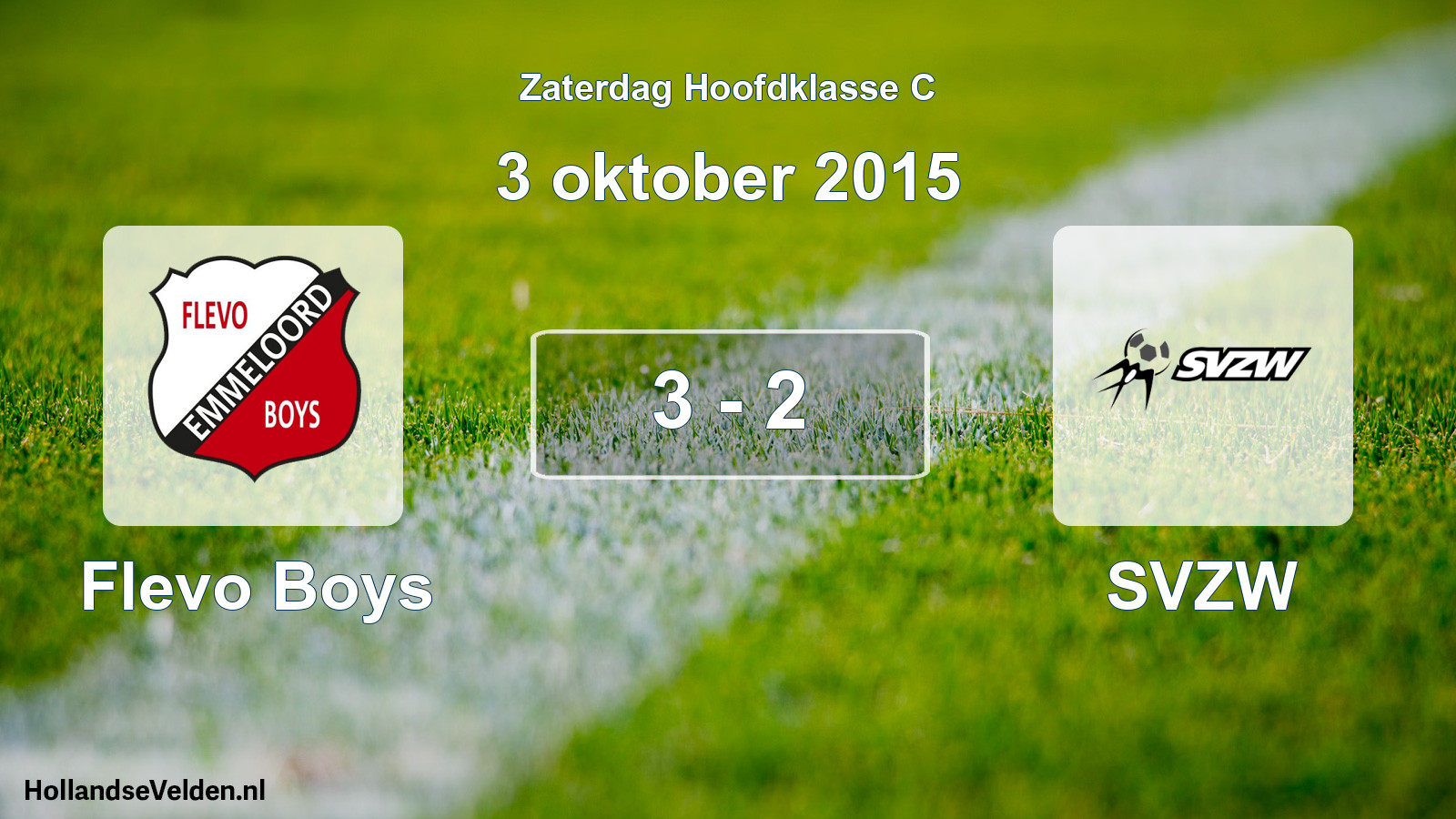 Total number of matches played: Flevo Boys - SVZW 3 - 2 (3 October 2015)