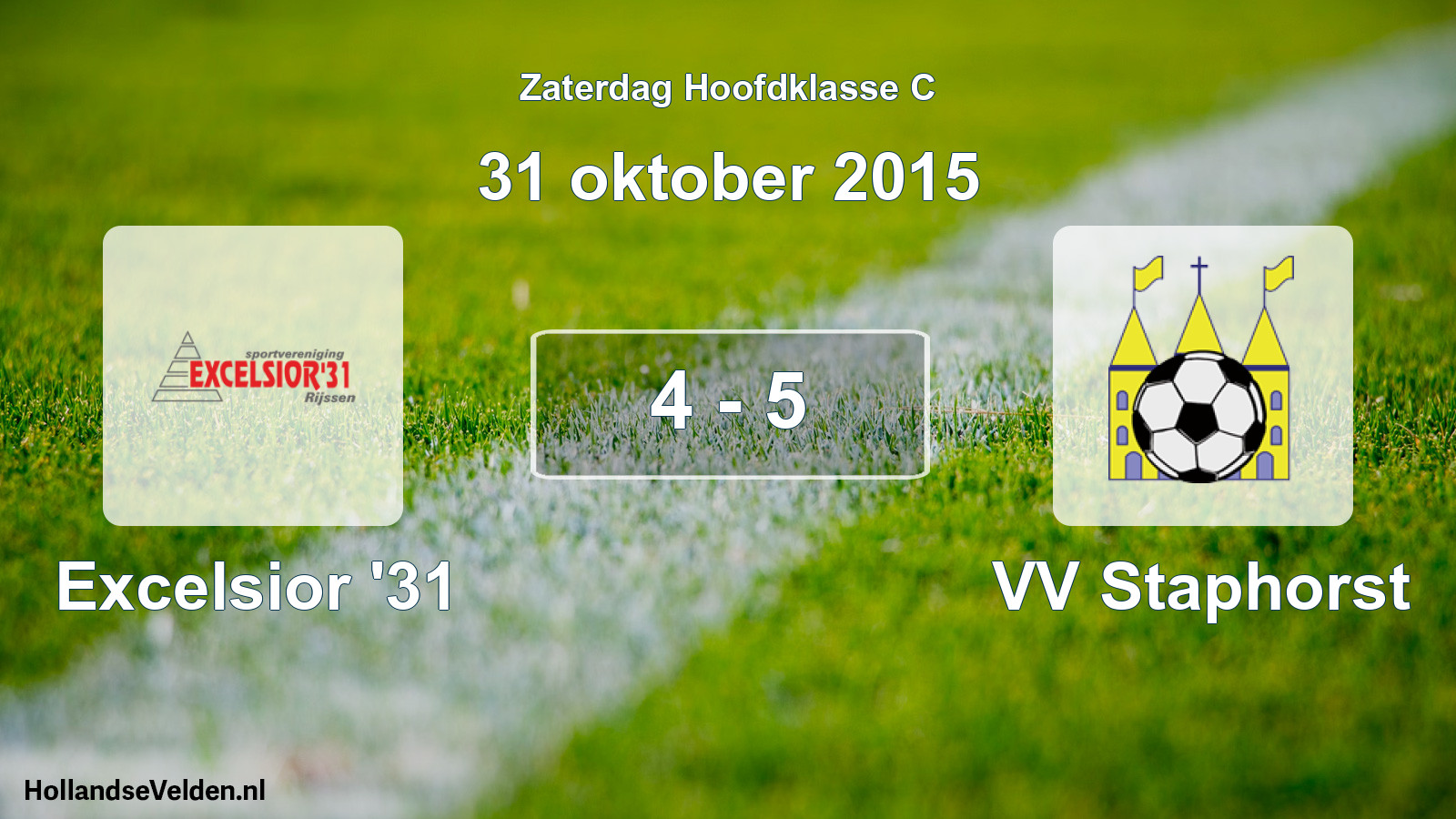 Total number of matches played: Excelsior '31 - VV Staphorst 4 - 5 (31 October 2015)
