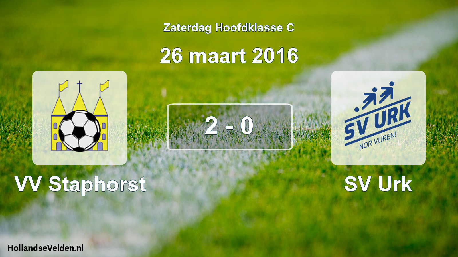 Total number of matches played: VV Staphorst - SV Urk 2 - 0 (26 March 2016)