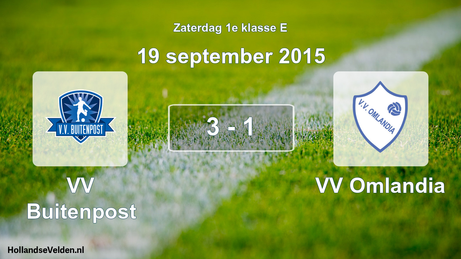 Total number of matches played: VV Buitenpost - VV Omlandia 3 - 1 (19 September 2015)