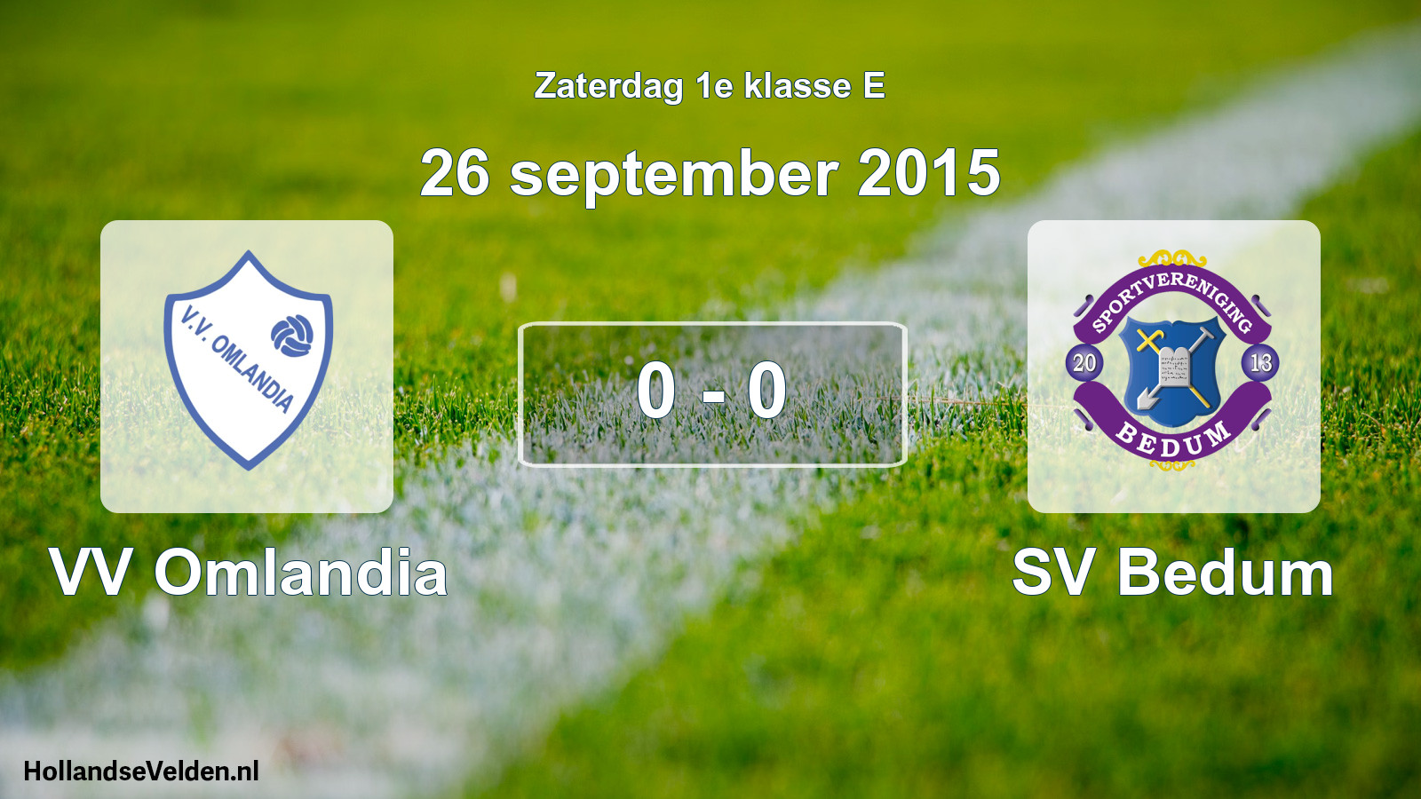 Total number of matches played: VV Omlandia - SV Bedum 0 - 0 (26 September 2015)