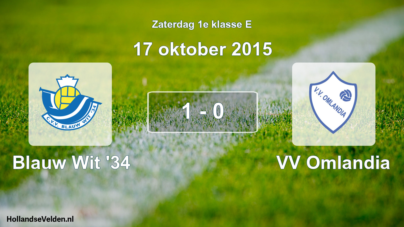 Total number of matches played: Blauw Wit '34 - VV Omlandia 1 - 0 (17 October 2015)