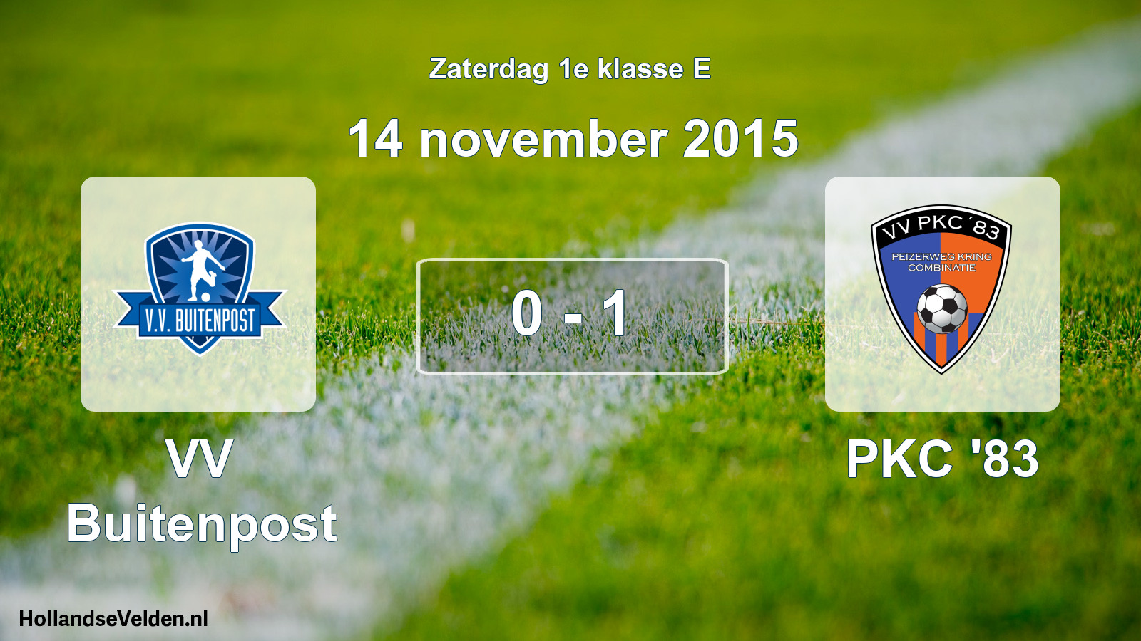 Total number of matches played: VV Buitenpost - PKC '83 0 - 1 (14 November 2015)