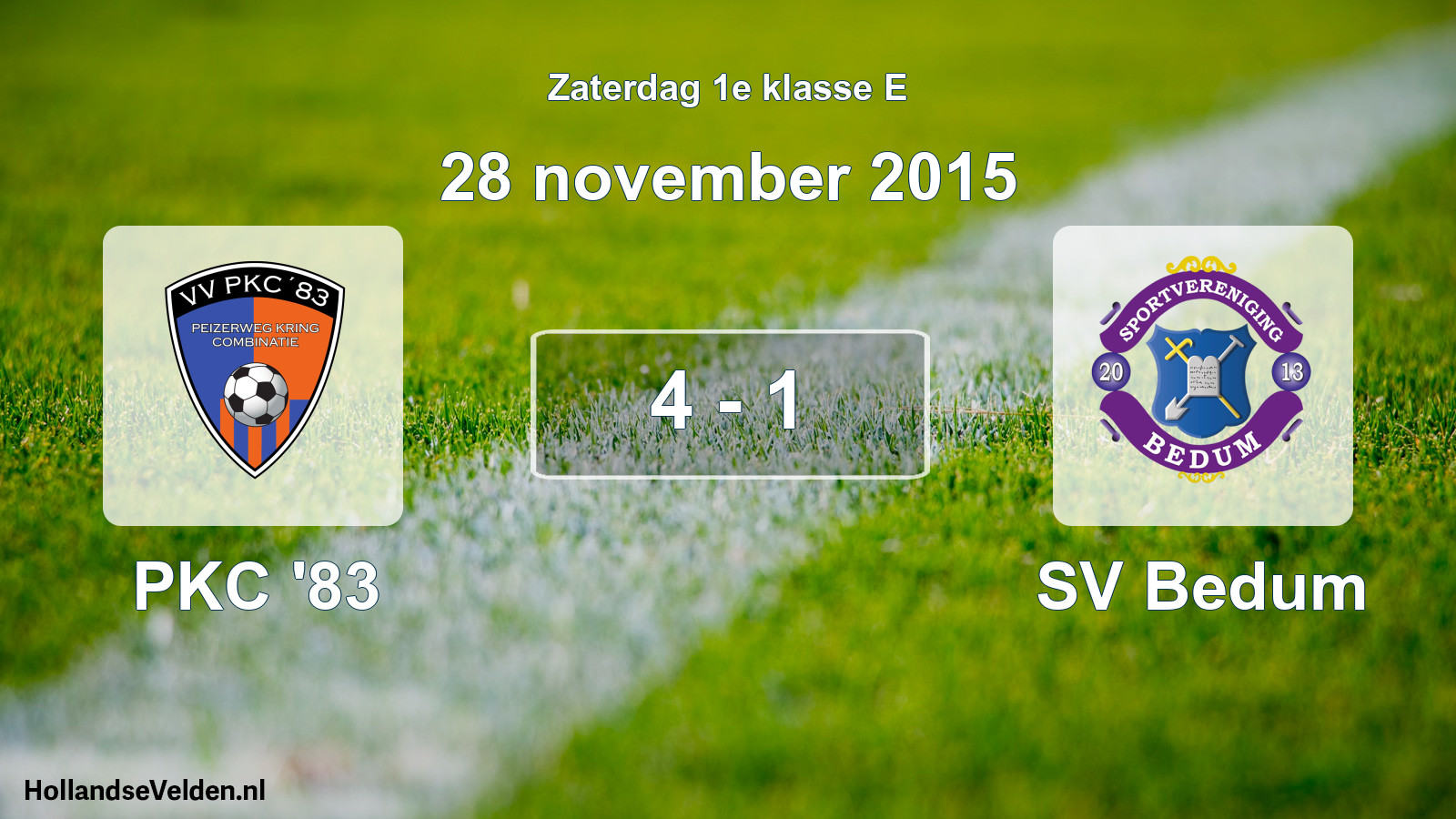 Total number of matches played: PKC '83 - SV Bedum 4 - 1 (28 November 2015)