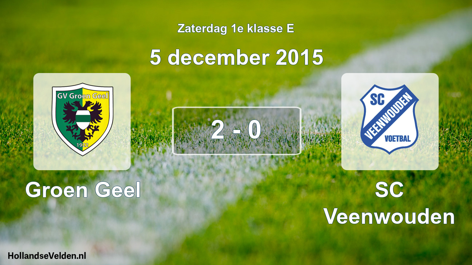 Total number of matches played: Groen Geel - SC Veenwouden 2 - 0 (5 December 2015)