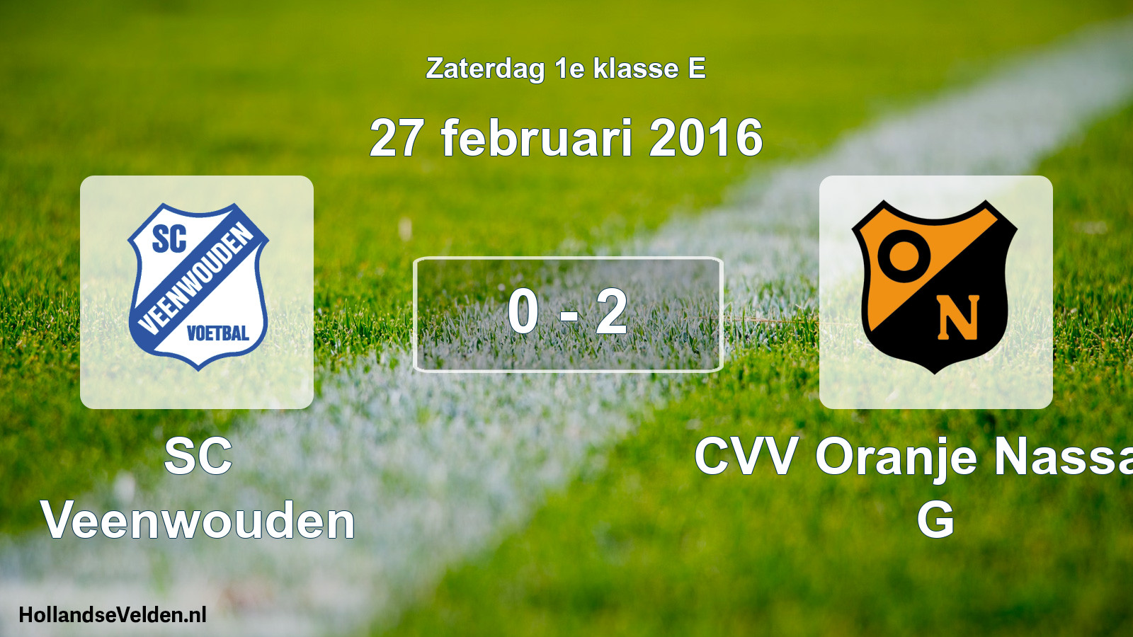 Total number of matches played: SC Veenwouden - CVV Oranje Nassau G 0 - 2 (27 February 2016)