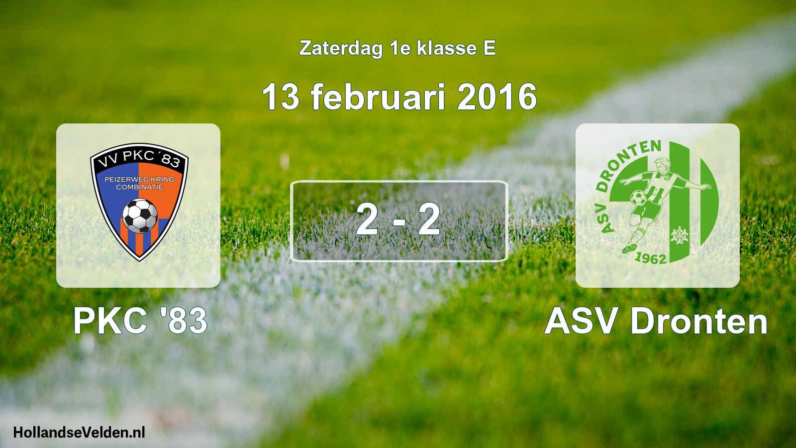 Total number of matches played: PKC '83 - ASV Dronten 2 - 2 (13 February 2016)