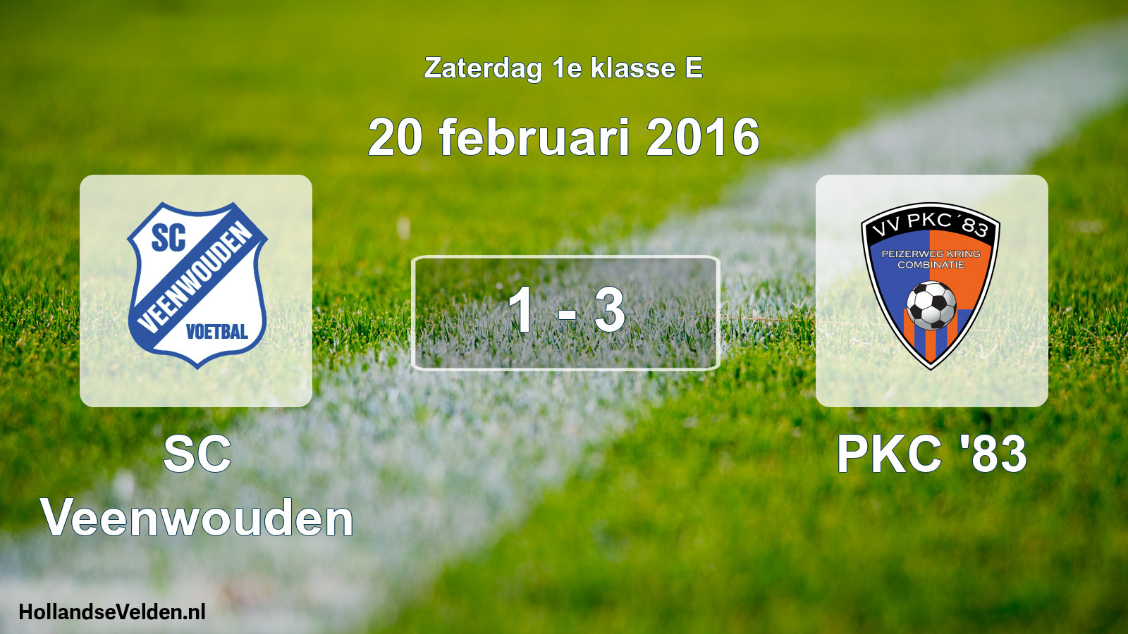 Total number of matches played: SC Veenwouden - PKC '83 1 - 3 (20 February 2016)