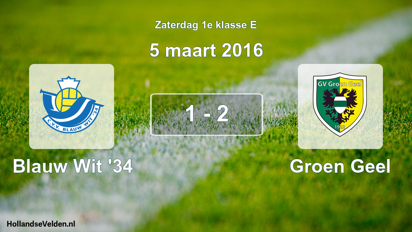 Total number of matches played: Blauw Wit '34 - Groen Geel 1 - 2 (5 March 2016)