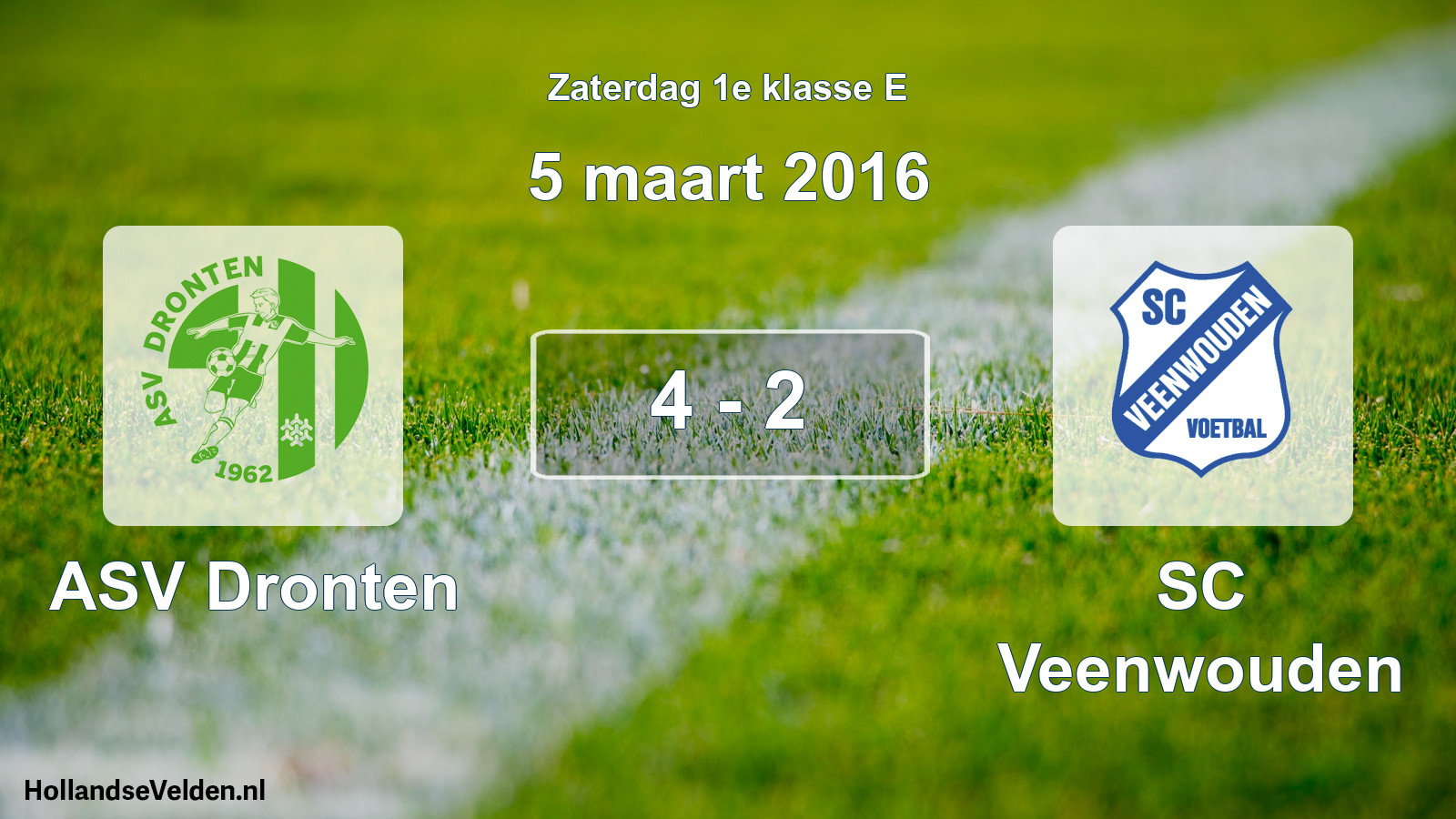 Total number of matches played: ASV Dronten - SC Veenwouden 4 - 2 (5 March 2016)
