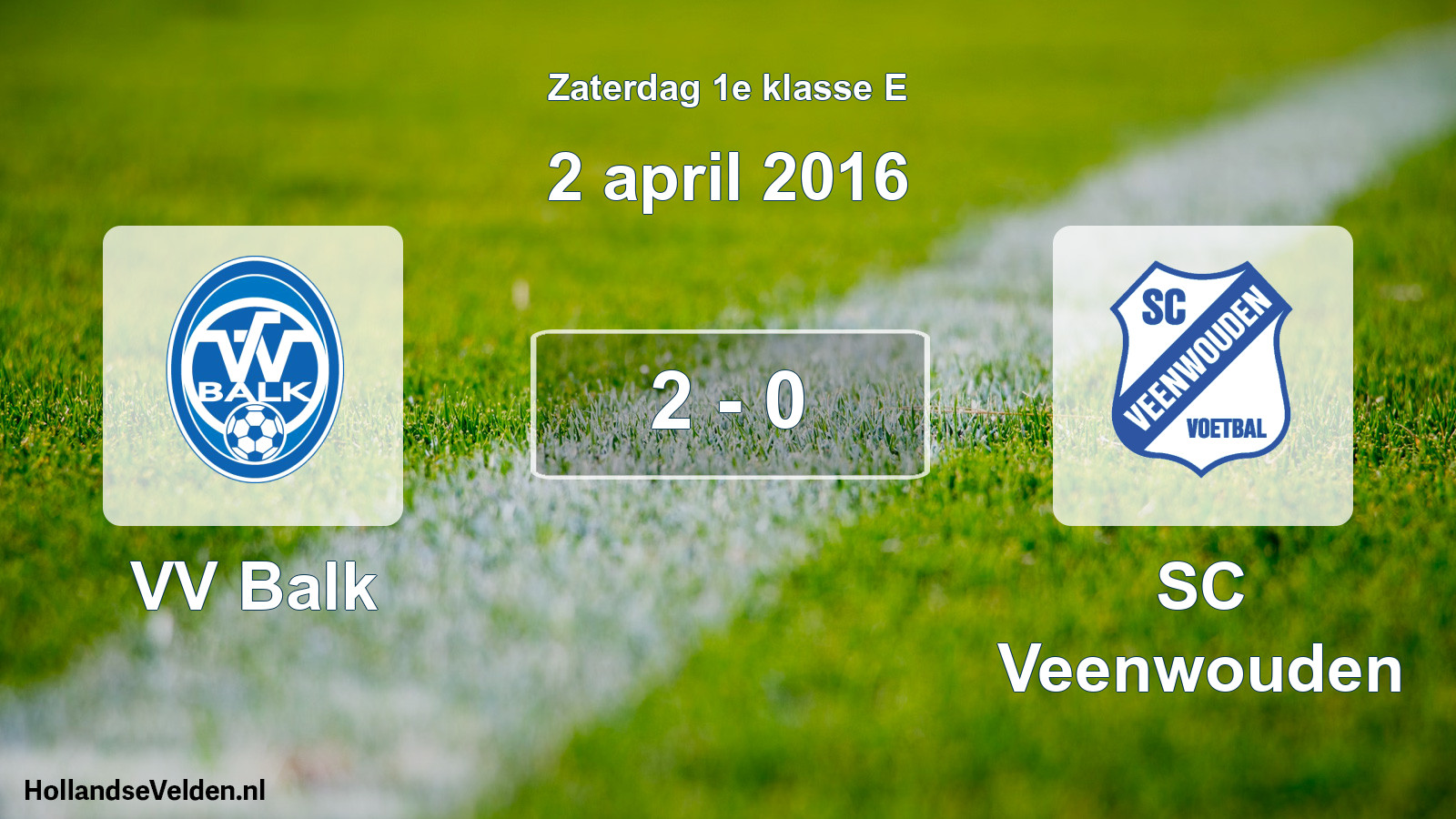 Total number of matches played: VV Balk - SC Veenwouden 2 - 0 (2 April 2016)