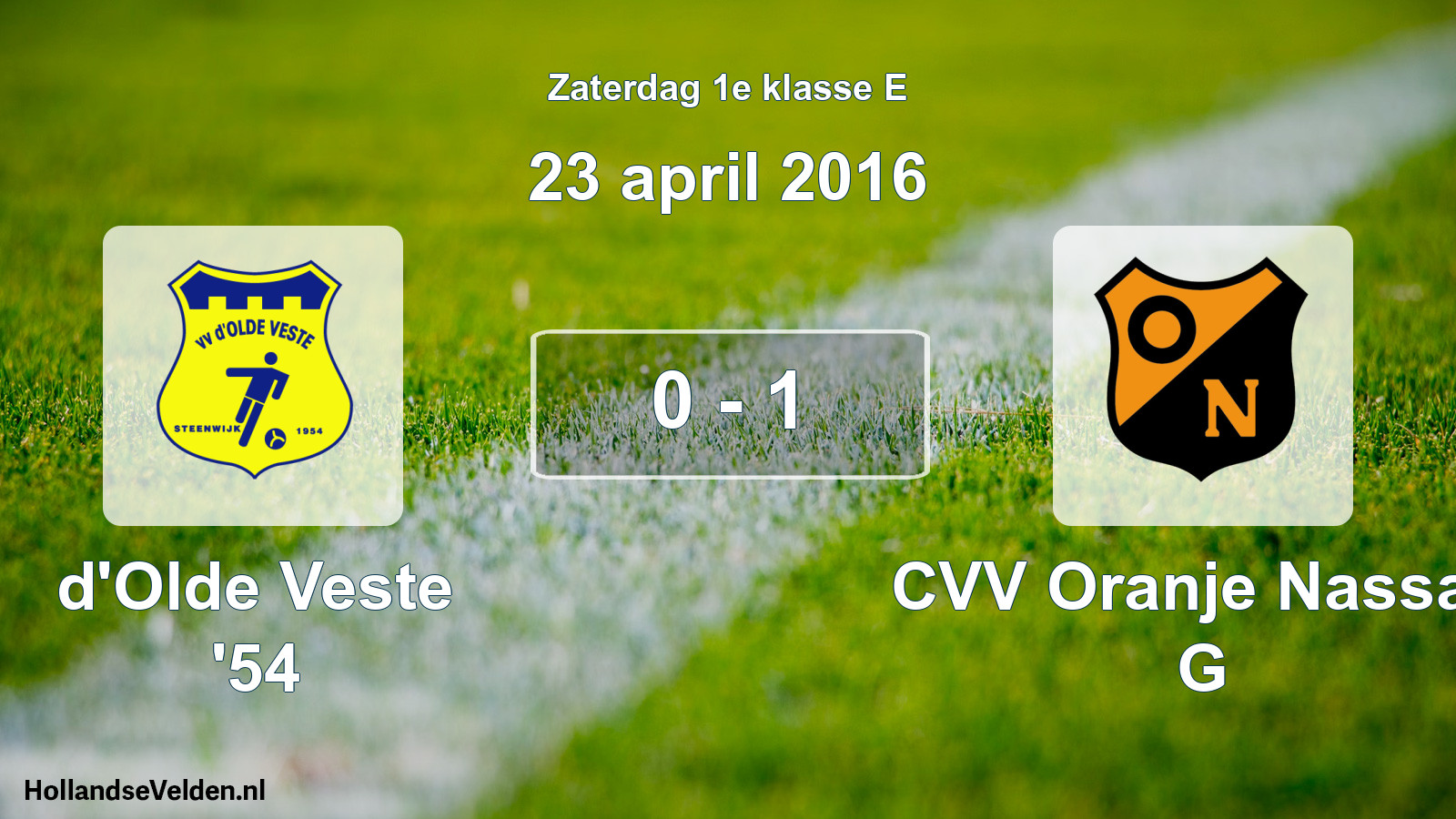 Total number of matches played: d'Olde Veste '54 - CVV Oranje Nassau G 0 - 1 (23 April 2016)