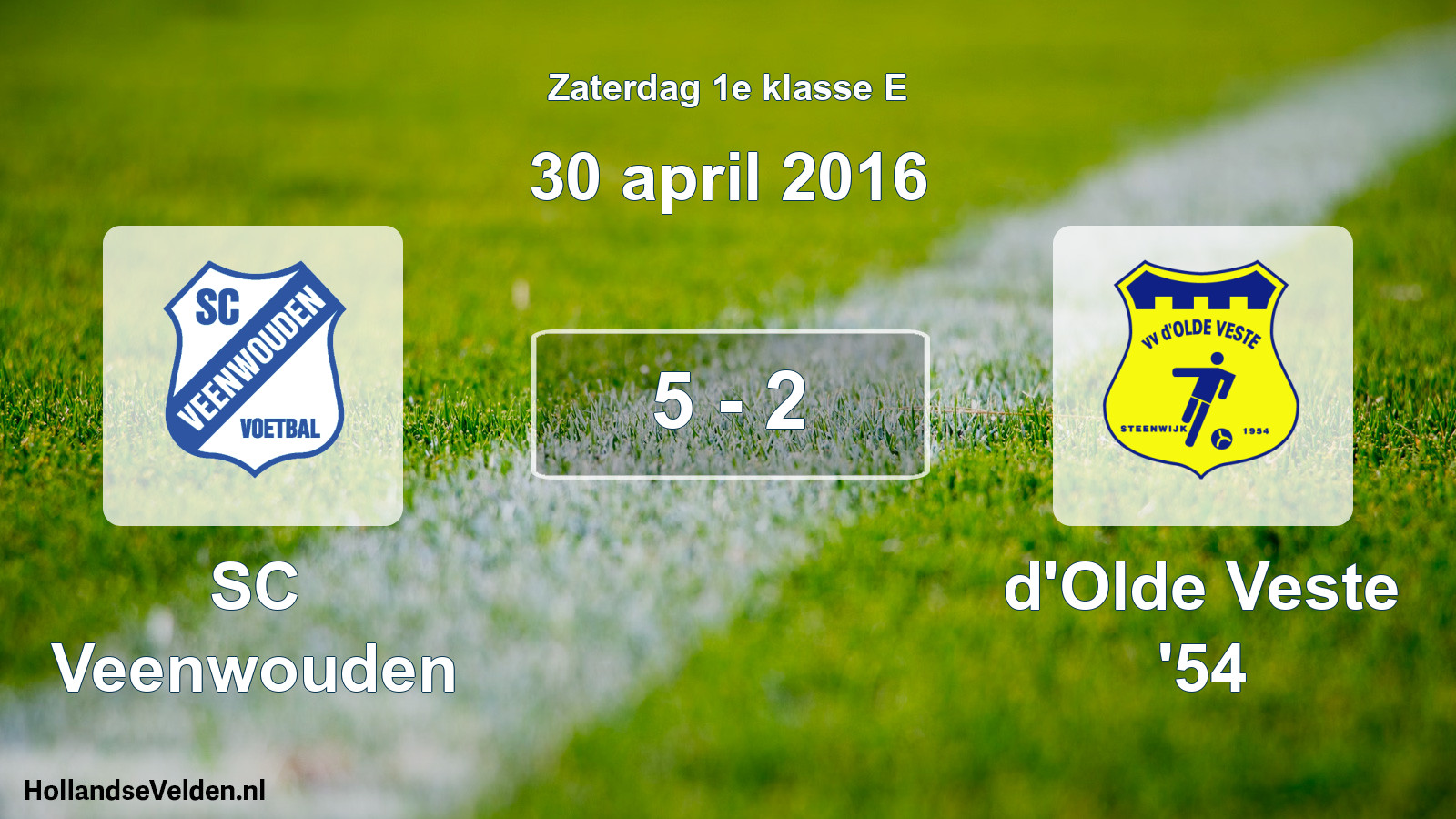 Total number of matches played: SC Veenwouden - d'Olde Veste '54 5 - 2 (30 April 2016)