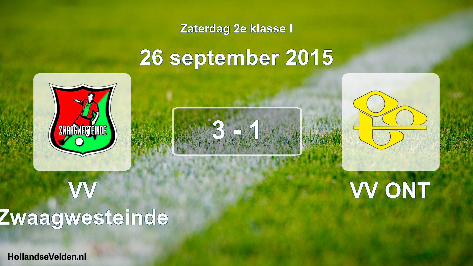Total number of matches played: VV Zwaagwesteinde - VV ONT 3 - 1 (26 September 2015)