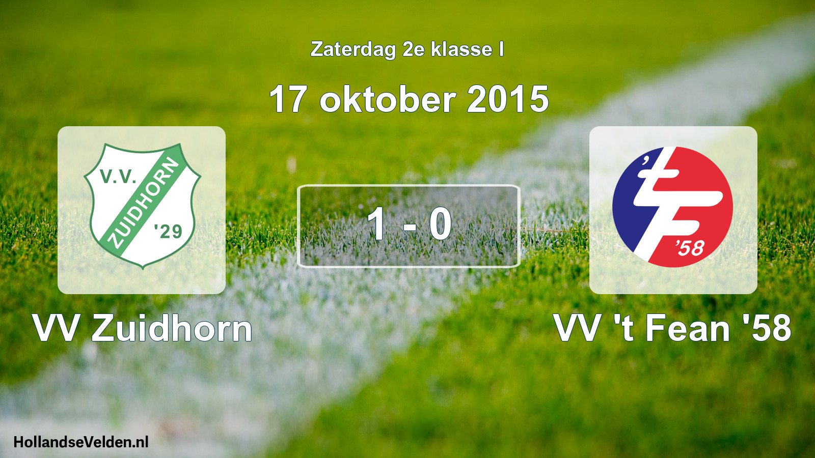 Total number of matches played: VV Zuidhorn - VV 't Fean '58 1 - 0 (17 October 2015)