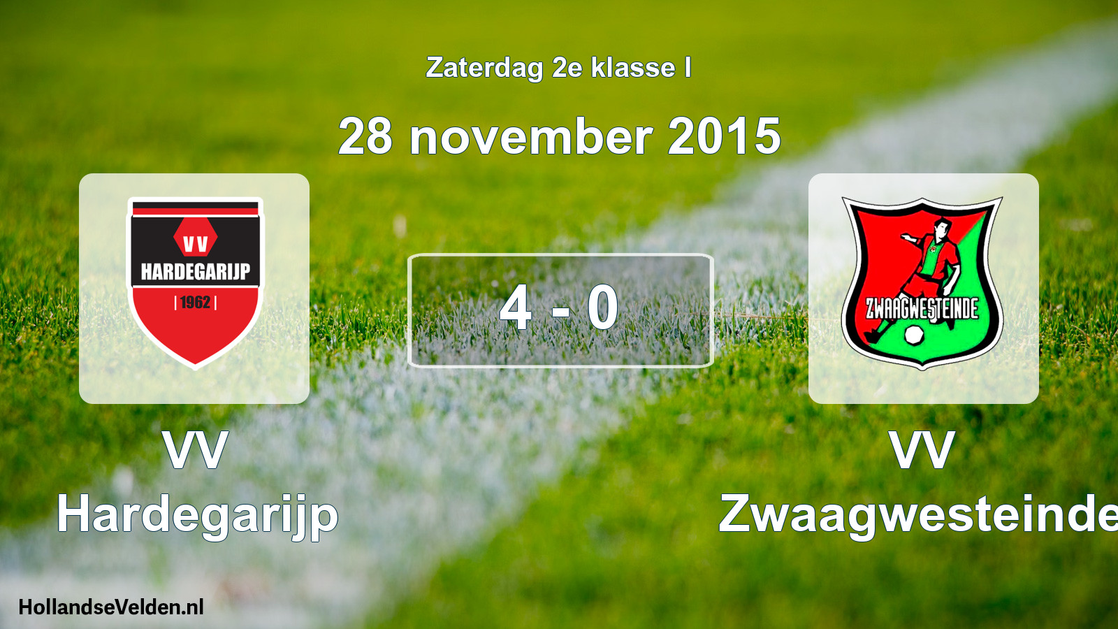 Total number of matches played: VV Hardegarijp - VV Zwaagwesteinde 4 - 0 (28 November 2015)