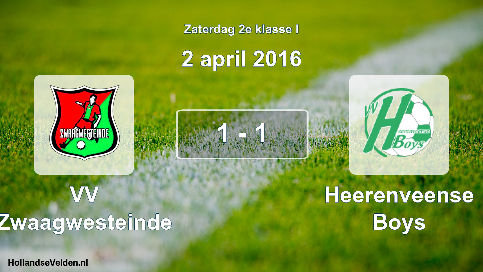 Total number of matches played: VV Zwaagwesteinde - Heerenveense Boys 1 - 1 (2 April 2016)