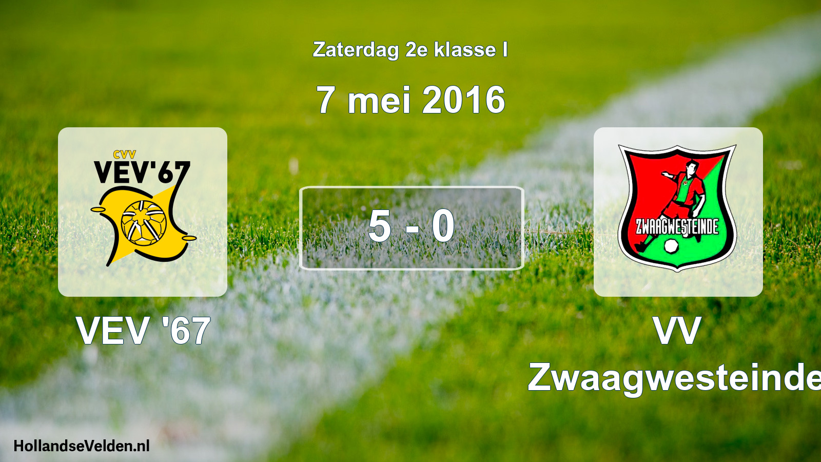Total number of matches played: VEV '67 - VV Zwaagwesteinde 5 - 0 (7 May 2016)