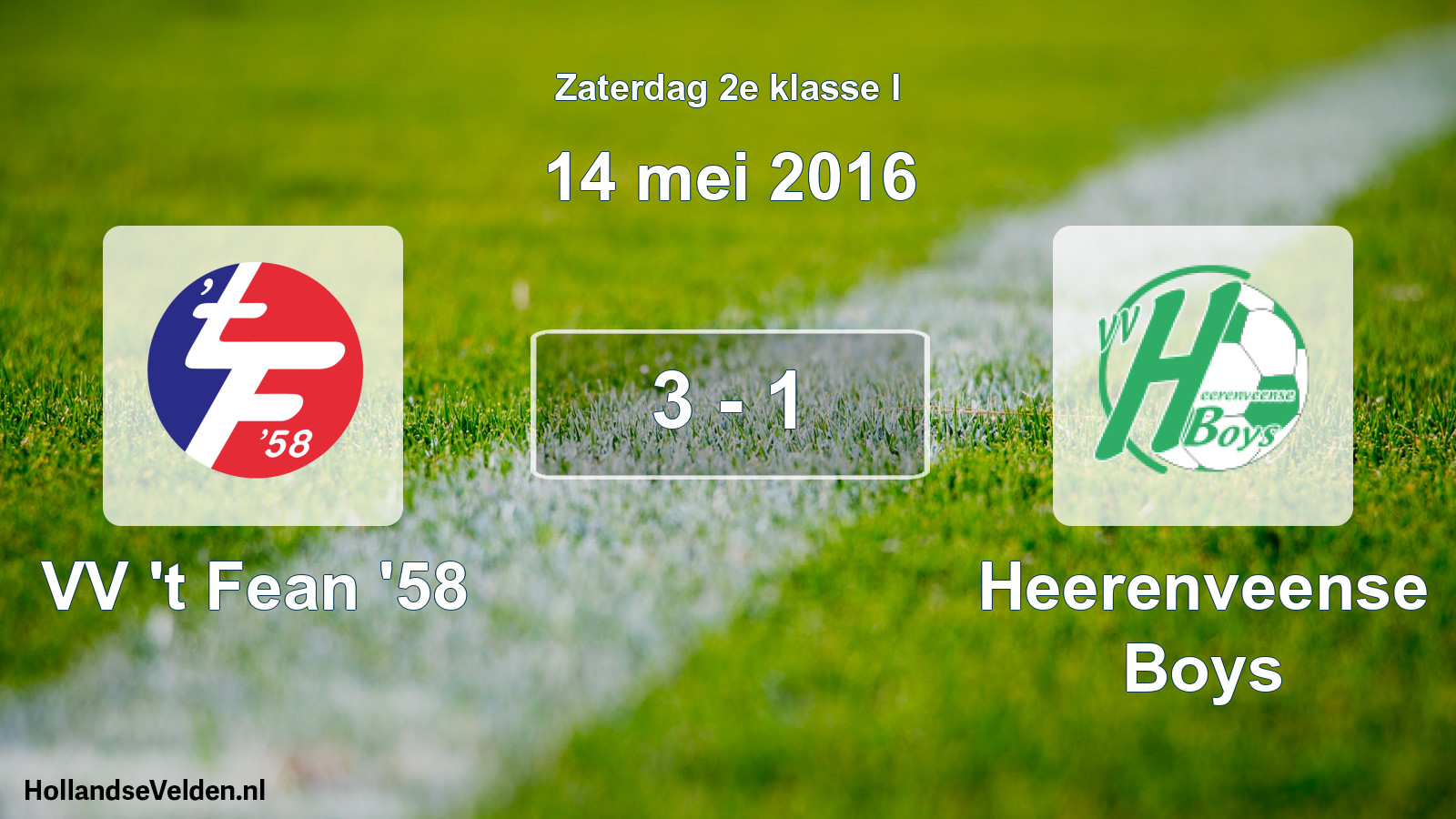 Total number of matches played: VV 't Fean '58 - Heerenveense Boys 3 - 1 (14 May 2016)