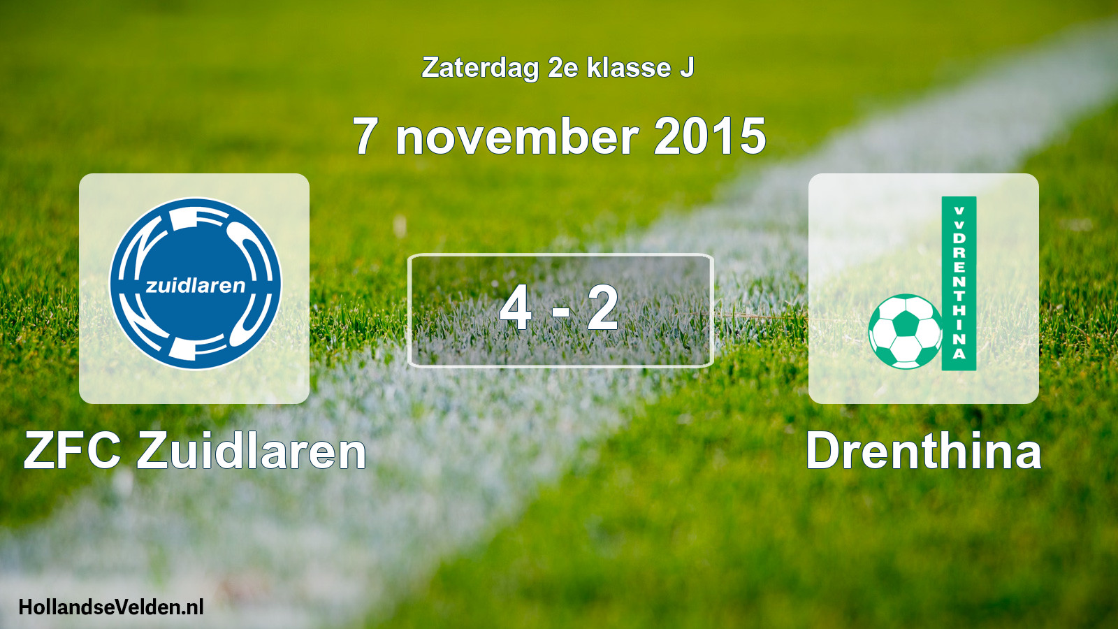 Total number of matches played: ZFC Zuidlaren - Drenthina 4 - 2 (7 November 2015)