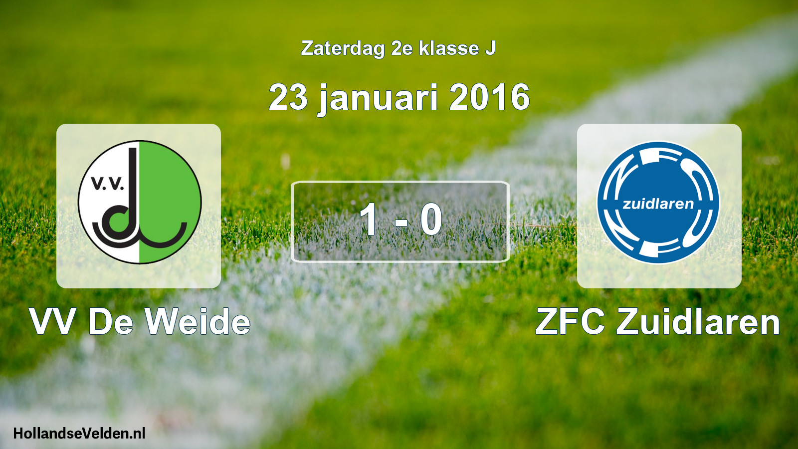Total number of matches played: VV De Weide - ZFC Zuidlaren 1 - 0 (23 January 2016)