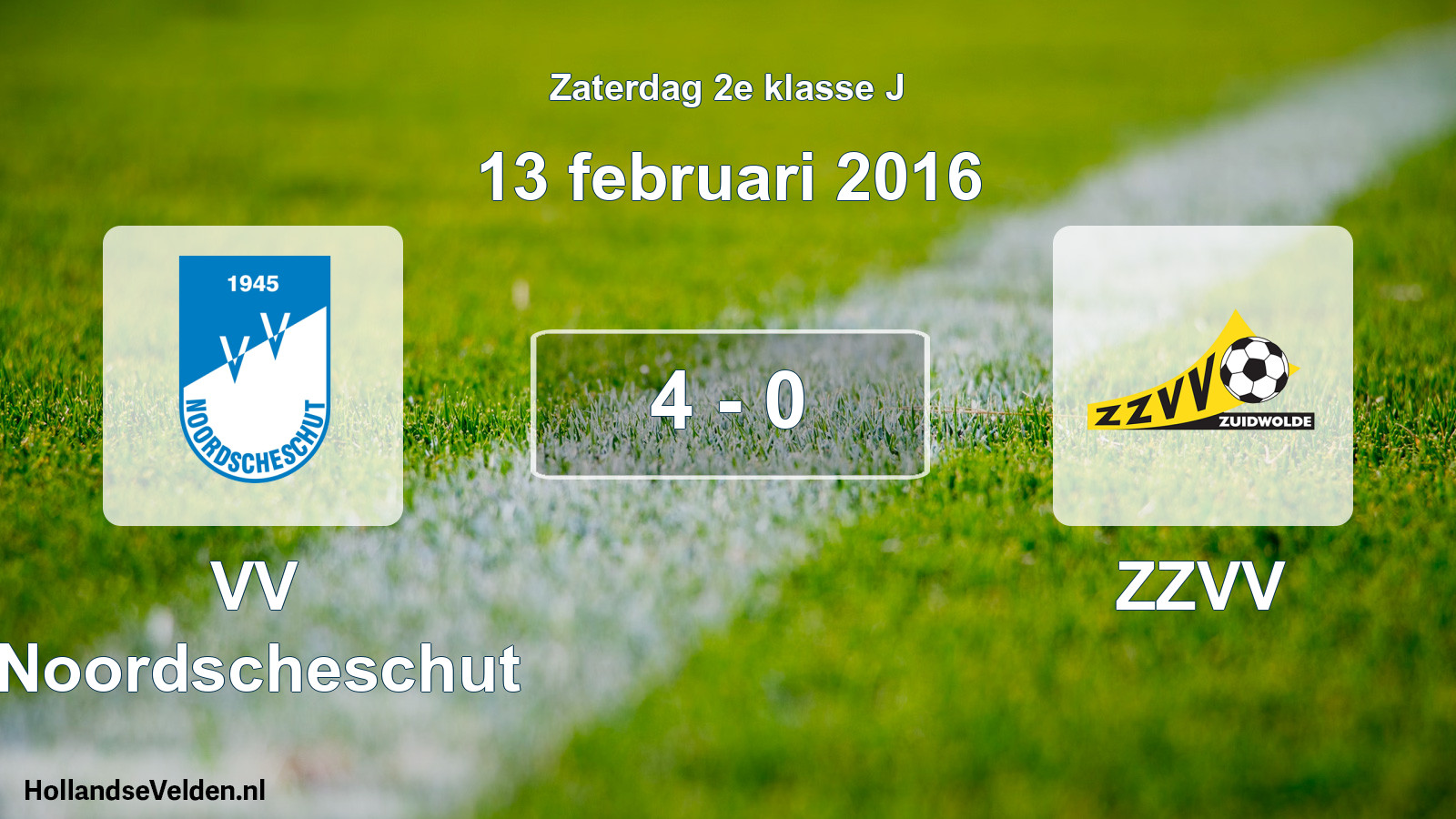Total number of matches played: VV Noordscheschut - ZZVV 4 - 0 (13 February 2016)