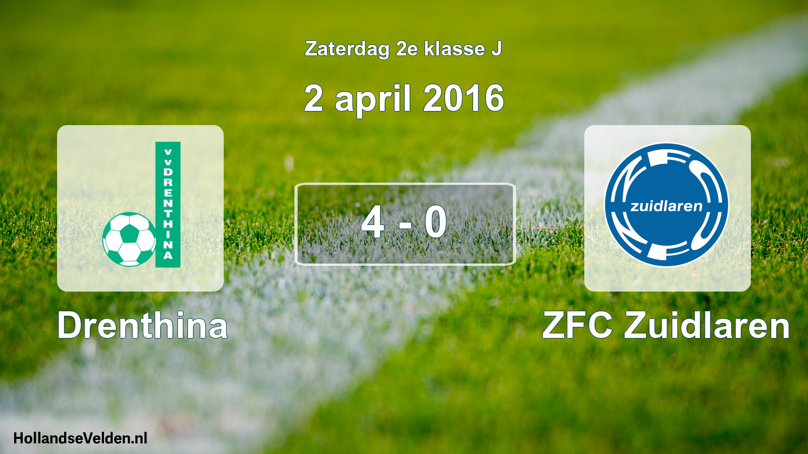 Total number of matches played: Drenthina - ZFC Zuidlaren 4 - 0 (2 April 2016)