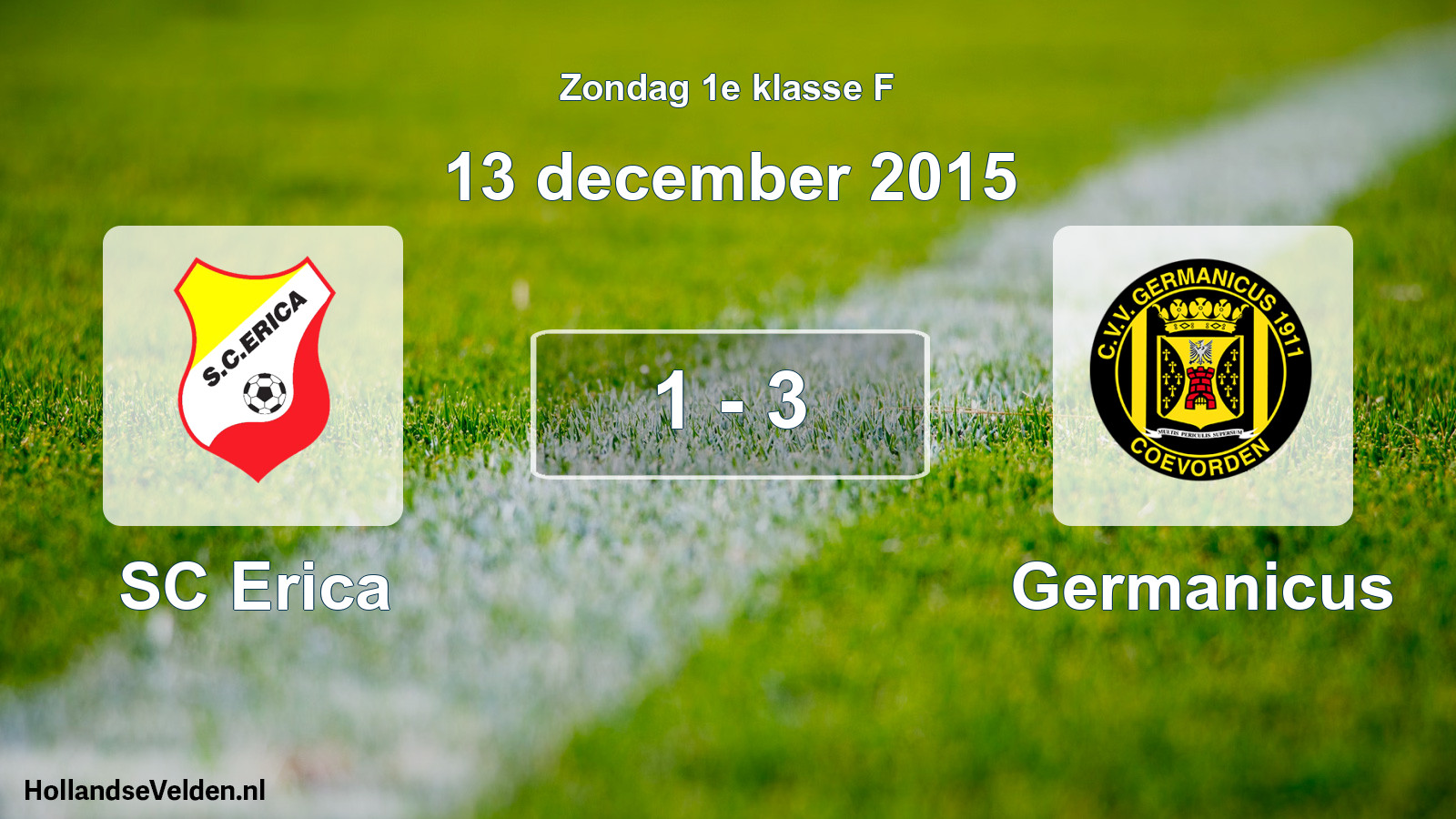 Total number of matches played: SC Erica - Germanicus 1 - 3 (13 December 2015)
