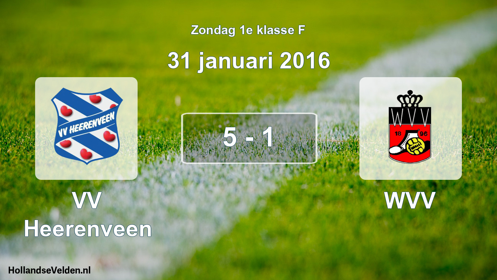 Total number of matches played: VV Heerenveen - WVV 5 - 1 (31 January 2016)