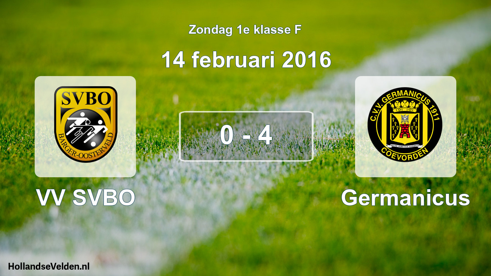 Total number of matches played: VV SVBO - Germanicus 0 - 4 (14 February 2016)