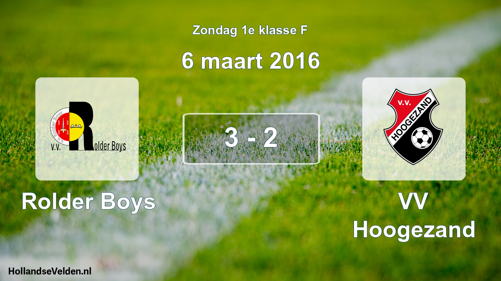 Total number of matches played: Rolder Boys - VV Hoogezand 3 - 2 (6 March 2016)