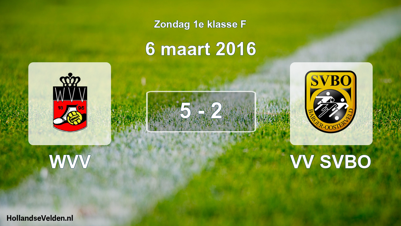 Total number of matches played: WVV - VV SVBO 5 - 2 (6 March 2016)