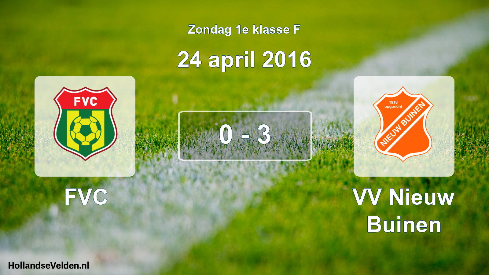 Total number of matches played: FVC - VV Nieuw Buinen 0 - 3 (24 April 2016)