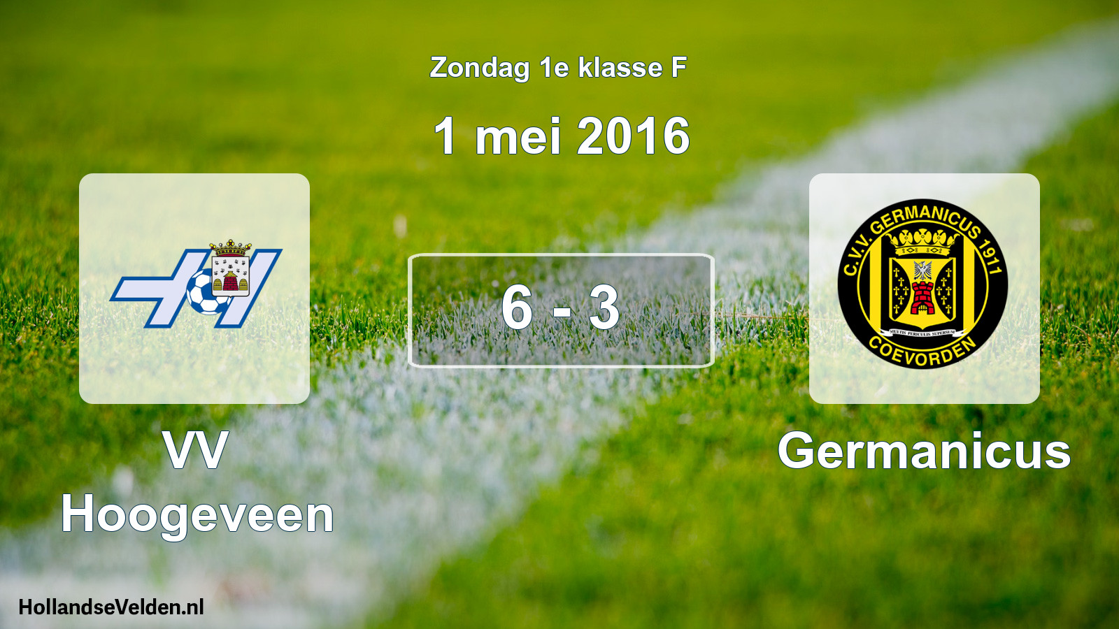 Total number of matches played: VV Hoogeveen - Germanicus 6 - 3 (1 May 2016)