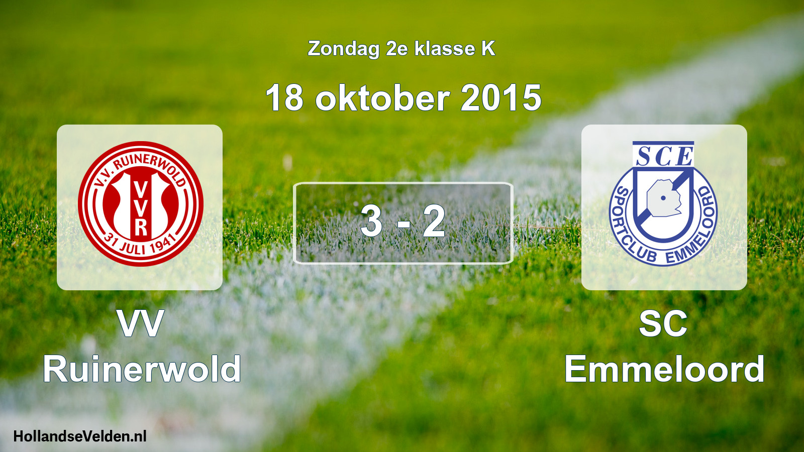Total number of matches played: VV Ruinerwold - SC Emmeloord 3 - 2 (18 October 2015)