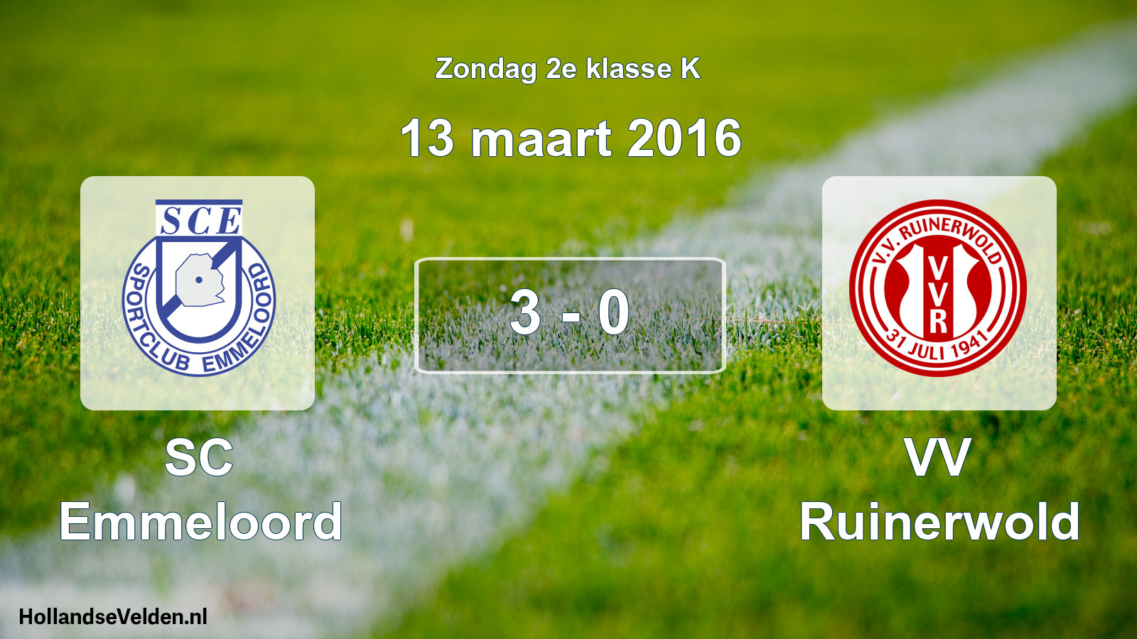 Total number of matches played: SC Emmeloord - VV Ruinerwold 3 - 0 (13 March 2016)