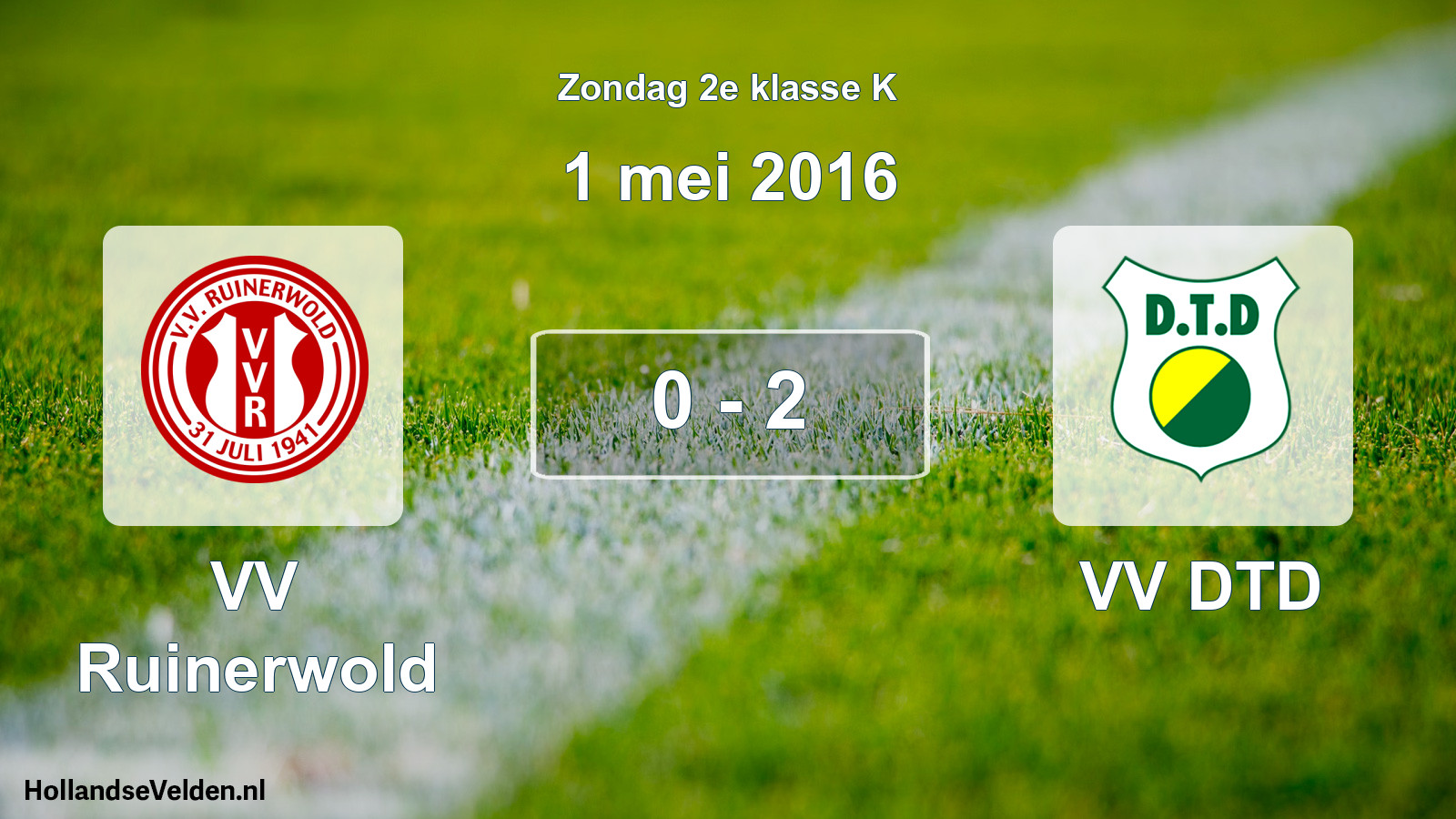 Total number of matches played: VV Ruinerwold - VV DTD 0 - 2 (1 May 2016)