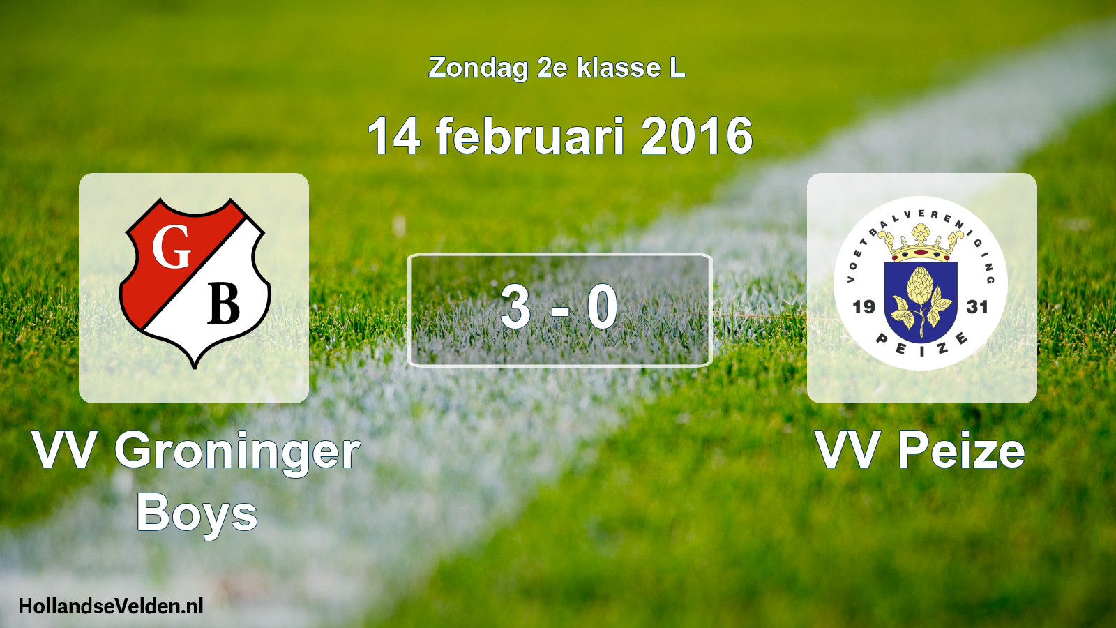 Total number of matches played: VV Groninger Boys - VV Peize 3 - 0 (14 February 2016)
