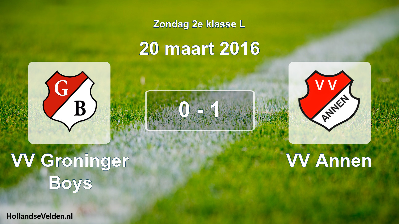 Total number of matches played: VV Groninger Boys - VV Annen 0 - 1 (20 March 2016)