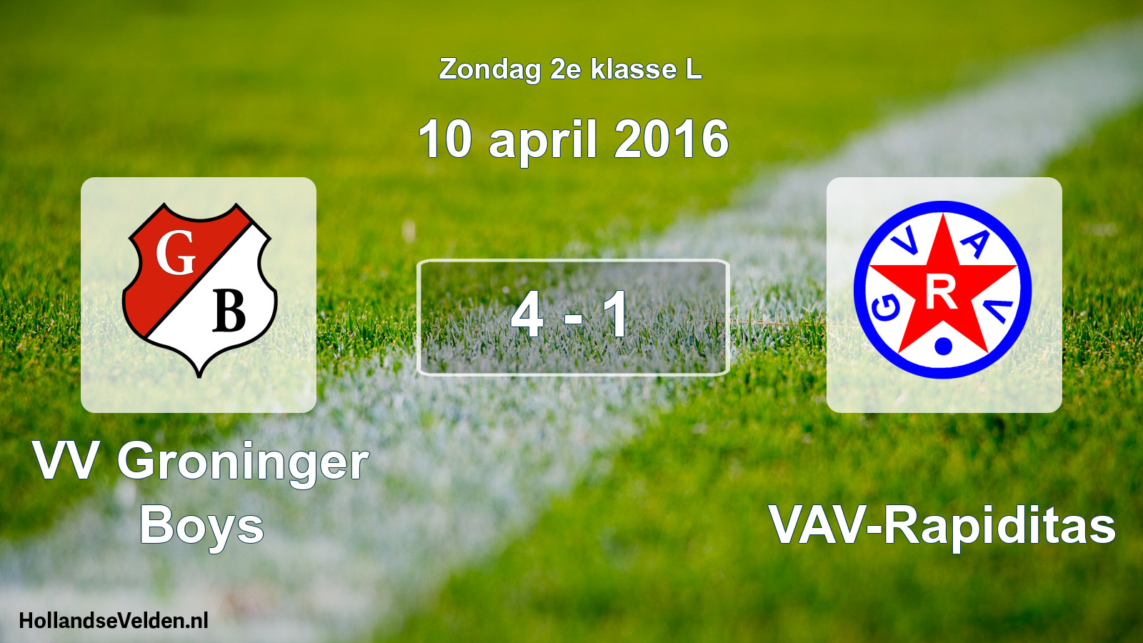 Total number of matches played: VV Groninger Boys - GVAV-Rapiditas 4 - 1 (10 April 2016)