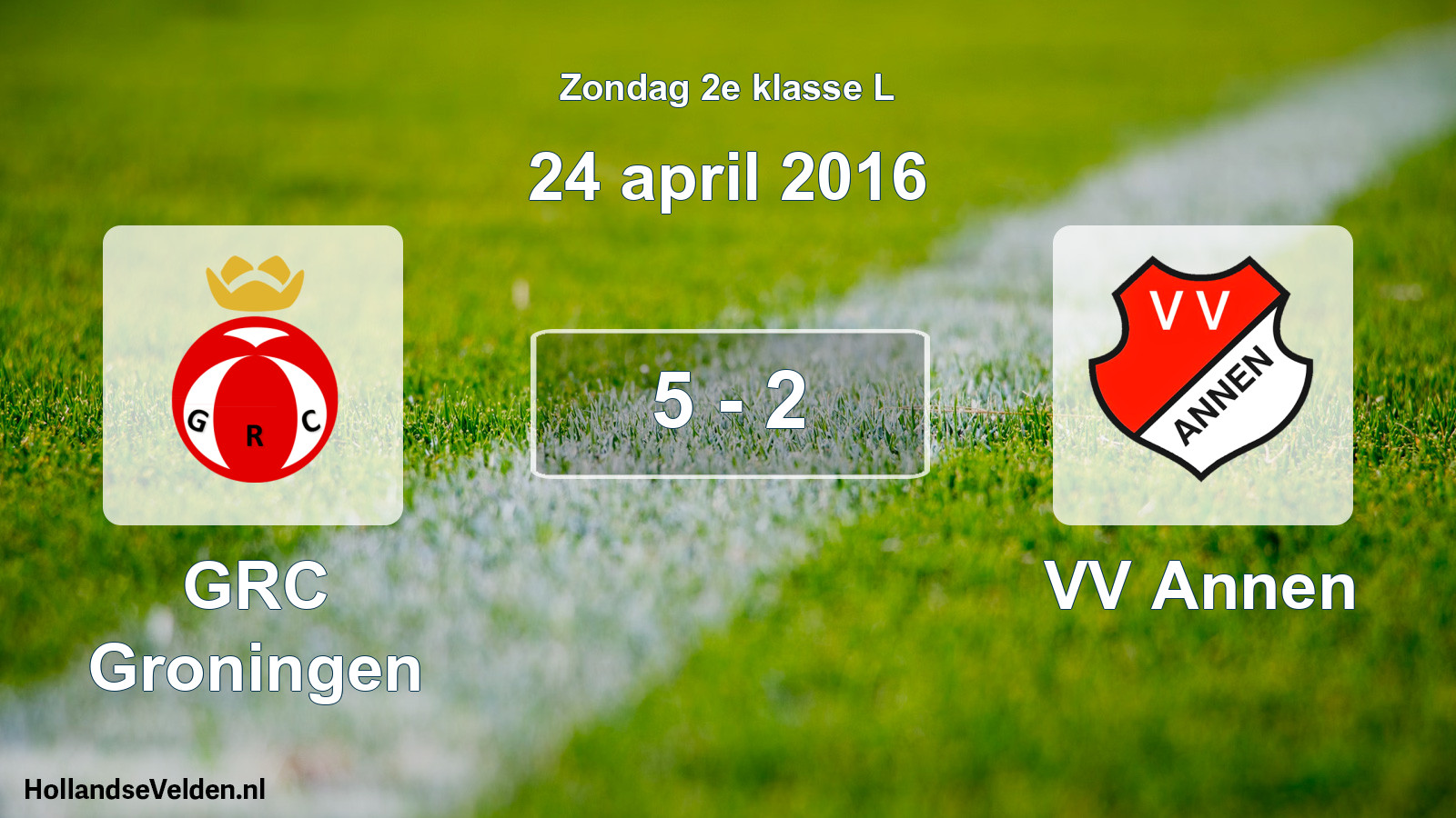 Total number of matches played: GRC Groningen - VV Annen 5 - 2 (24 April 2016)
