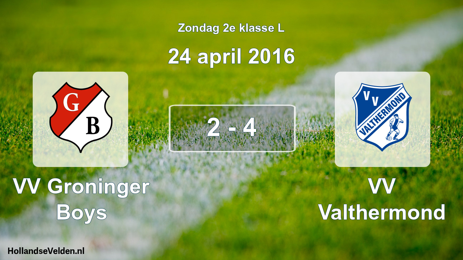 Total number of matches played: VV Groninger Boys - VV Valthermond 2 - 4 (24 April 2016)