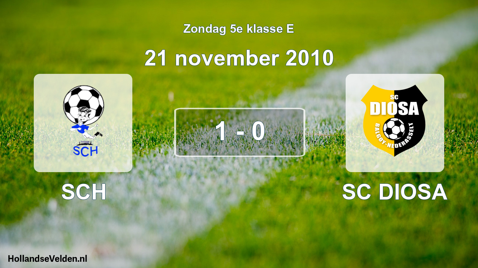Total number of matches played: SCH - SC DIOSA 1 - 0 (21 November 2010)