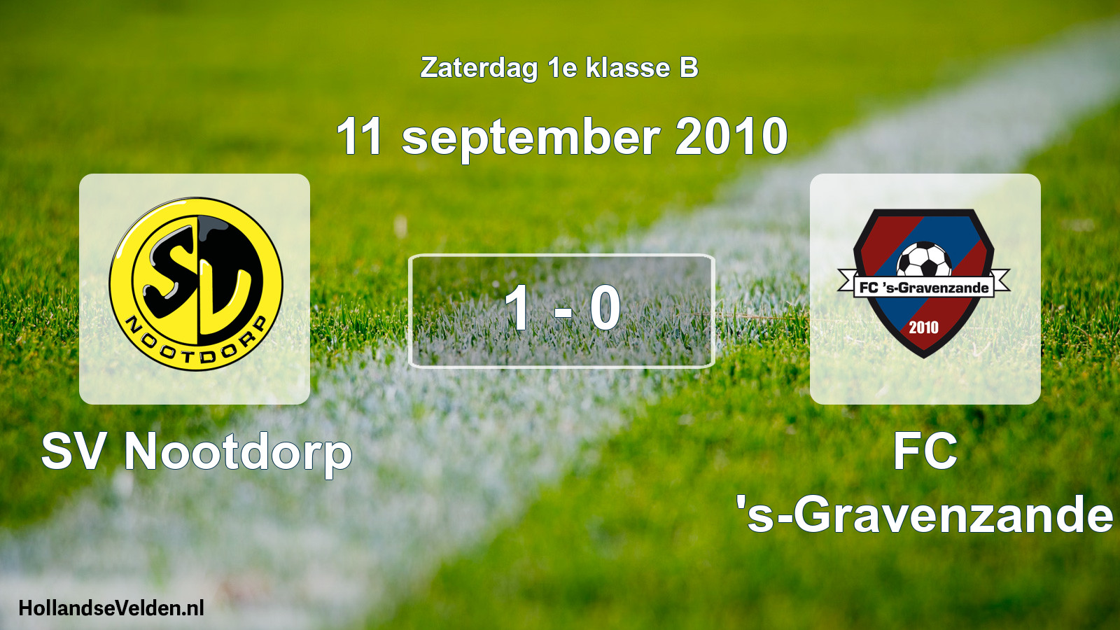 Total number of matches played: SV Nootdorp - FC 's-Gravenzande 1 - 0 (11 September 2010)