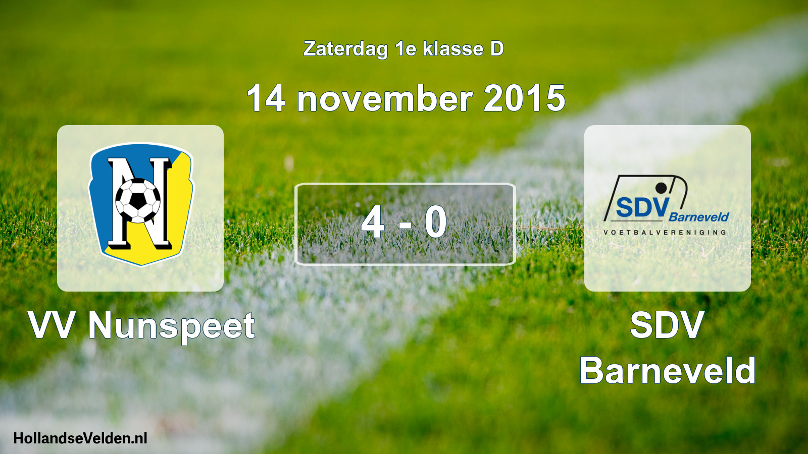 Total number of matches played: VV Nunspeet - SDV Barneveld 4 - 0 (14 November 2015)