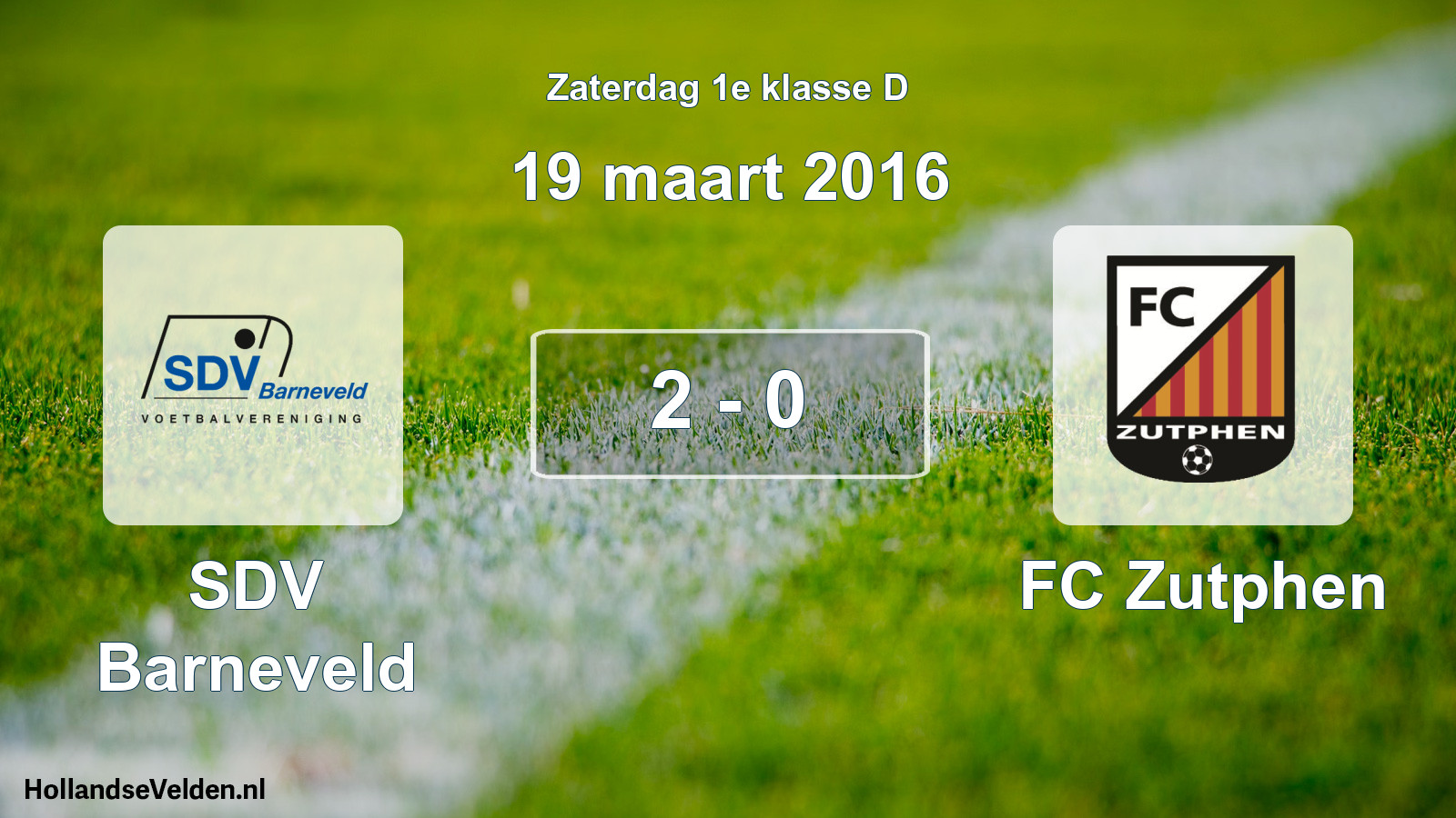 Total number of matches played: SDV Barneveld - FC Zutphen 2 - 0 (19 March 2016)