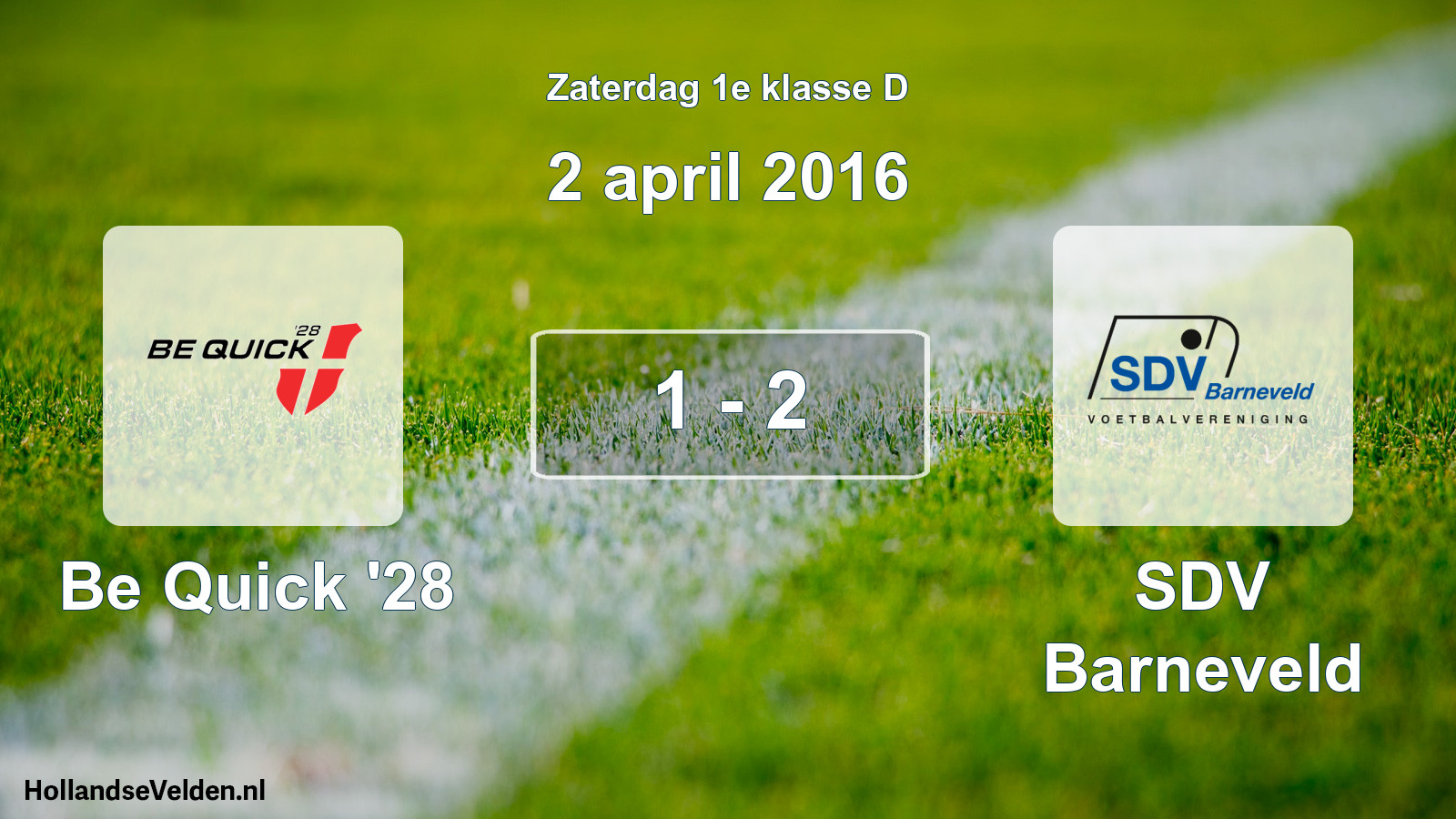 Total number of matches played: Be Quick '28 - SDV Barneveld 1 - 2 (2 April 2016)