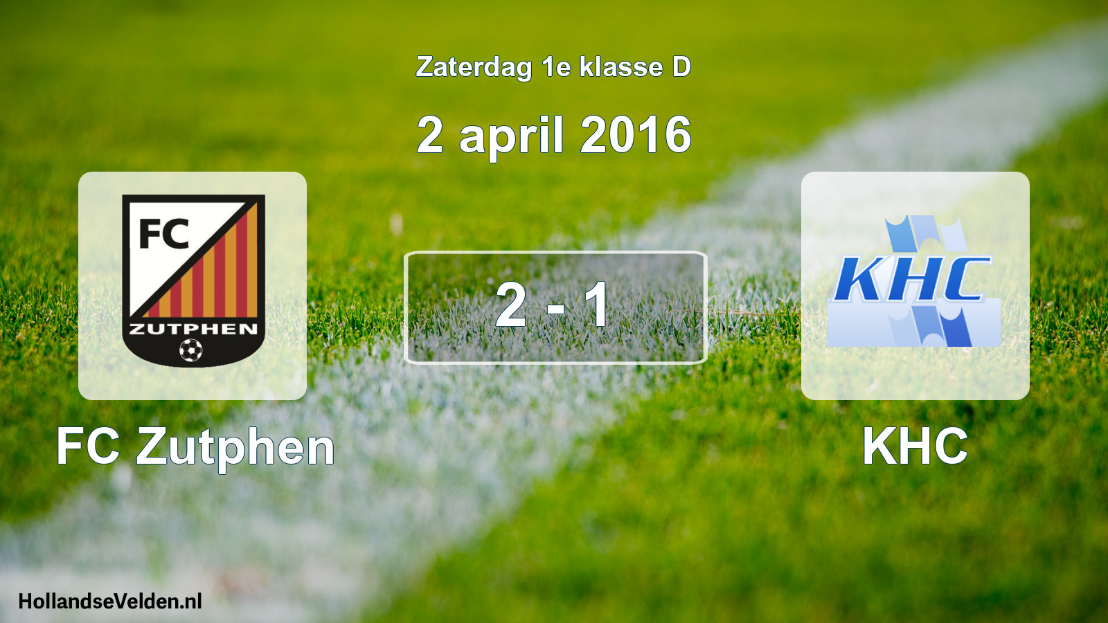 Total number of matches played: FC Zutphen - KHC 2 - 1 (2 April 2016)
