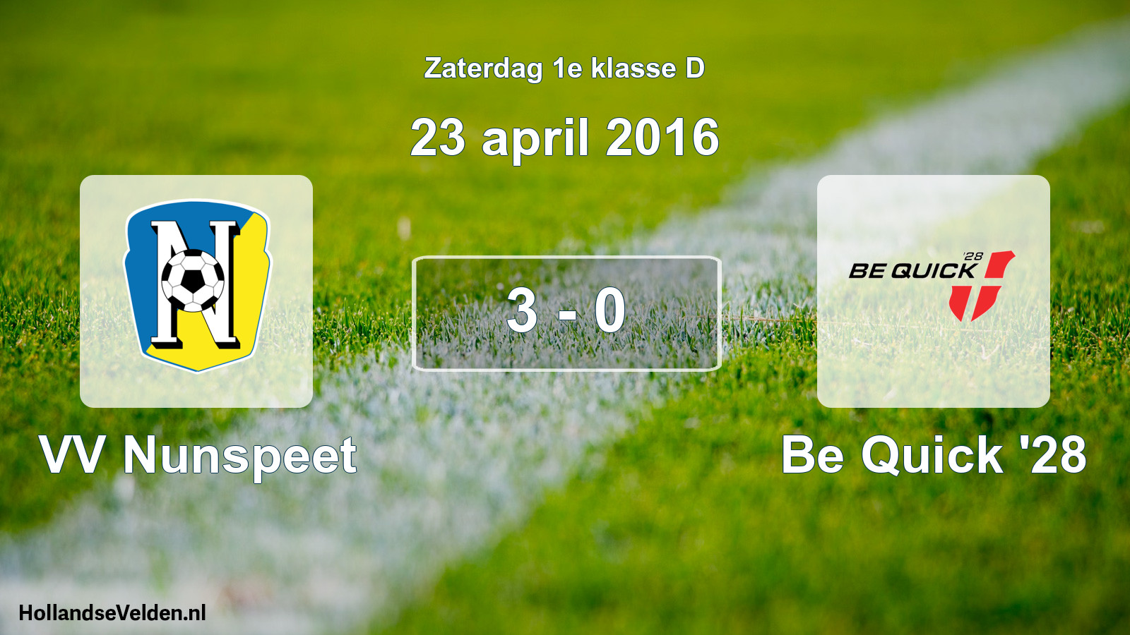 Total number of matches played: VV Nunspeet - Be Quick '28 3 - 0 (23 April 2016)